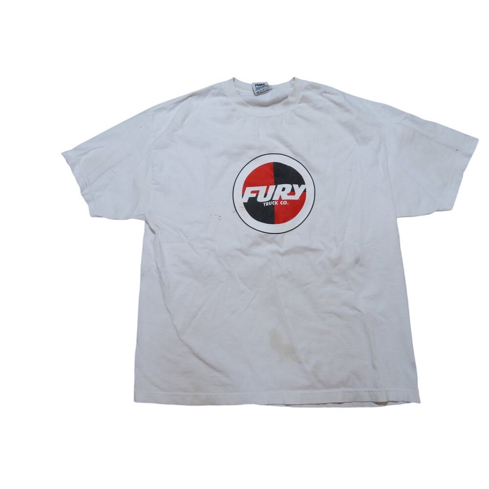 Fury Truck Company Skate Skater T-Shirt White Black Red Made in USA Sz XL